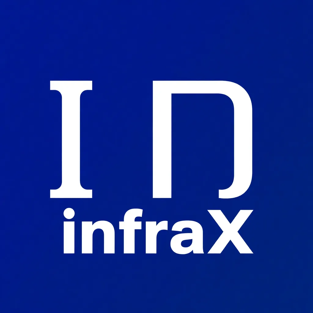 InfraX Data Solutions logo, stylized letters ID in white on dark blue background